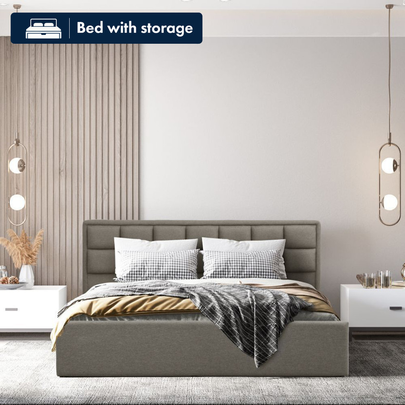 Wakefit Wakefit Surma Solid Wood King Box Bed, 210 cm x 199 cm (6.89 ft x 6.53 ft)(Finish Color - Omega Grey, Delivery Condition - Knock Down) - Flipkart Deal