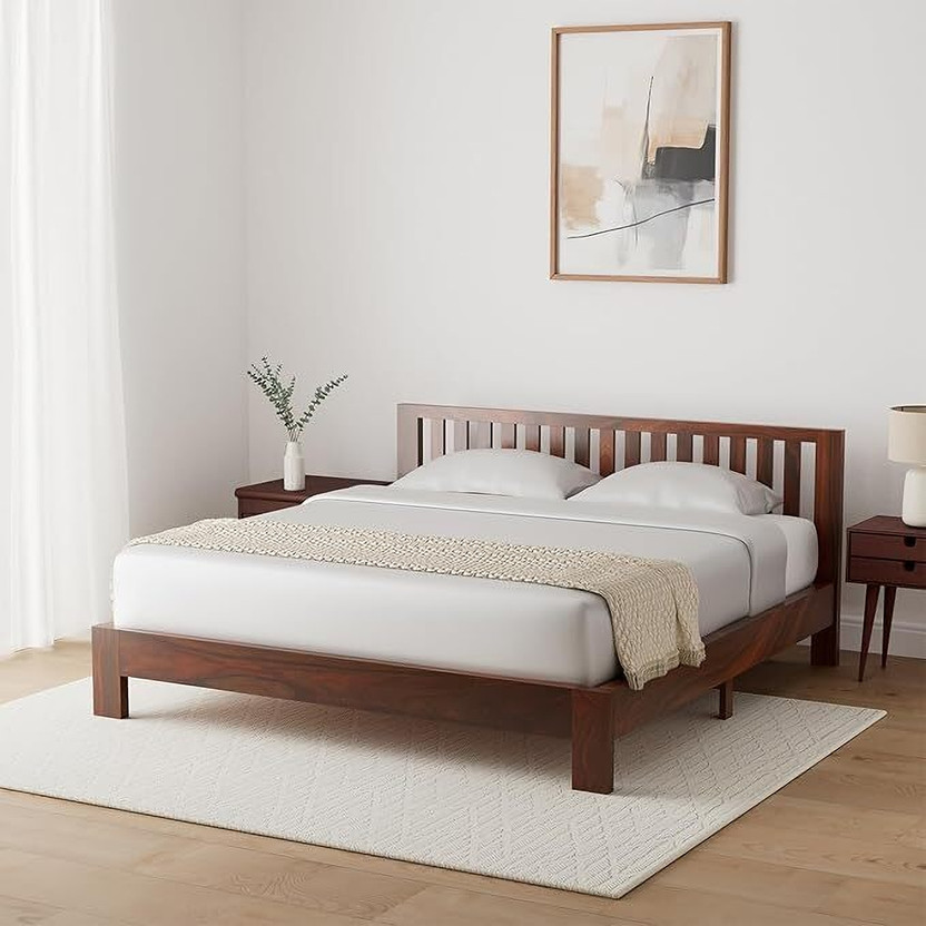 Home Edge Home Edge Solid Wood Bed Collection Solid Wood King Bed, 198.12 cm x 182.88 cm (6.5 ft x 6.0 ft)(Finish Color - Teak, Delivery Condition - Knock Down)