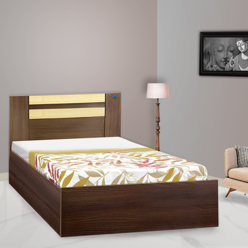 Delite Kom Woody Engineered Wood Single Box Bed, 196.3 cm x 93.4 cm (6.44 ft x 3.06 ft)(Finish Color - Acacia Dark, Delivery Condition - Knock Down)