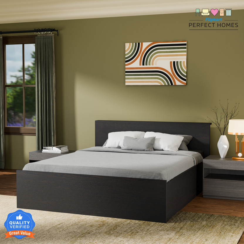 Flipkart Perfect Homes Elysian Engineered Wood Queen Box Bed, 159 cm x 203.8 cm (5.22 ft x 6.69 ft)(Finish Color - Wenge, Delivery Condition - Knock Down)