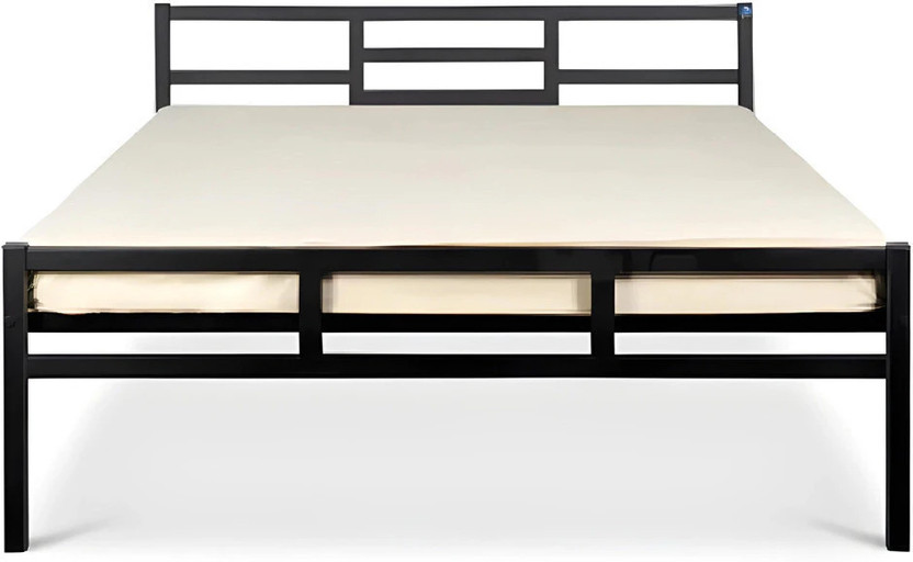 Vibrant Interior Romy Metal King Bed, 190.5 cm x 182.88 cm (6.25 ft x 6.0 ft)(Finish Color - Black, Delivery Condition - Knock Down)
