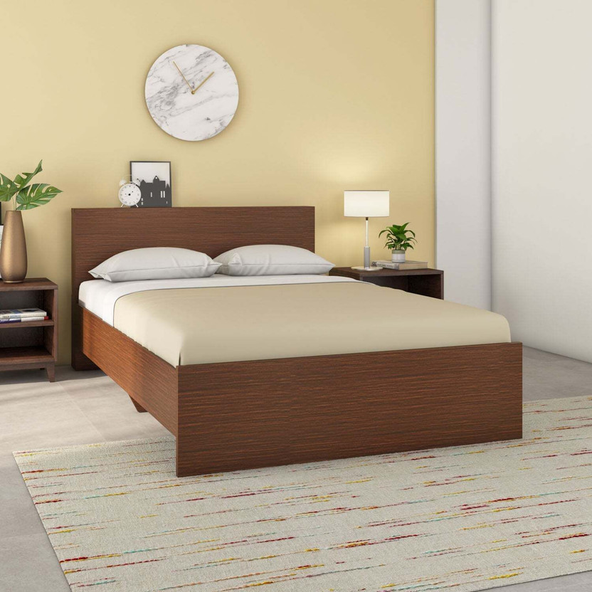Nilkamal Arthur Plus Engineered Wood Double Bed, 204 cm x 127 cm (6.69 ft x 4.17 ft)(Finish Color - Legno Oak Dark, Delivery Condition - Knock Down)