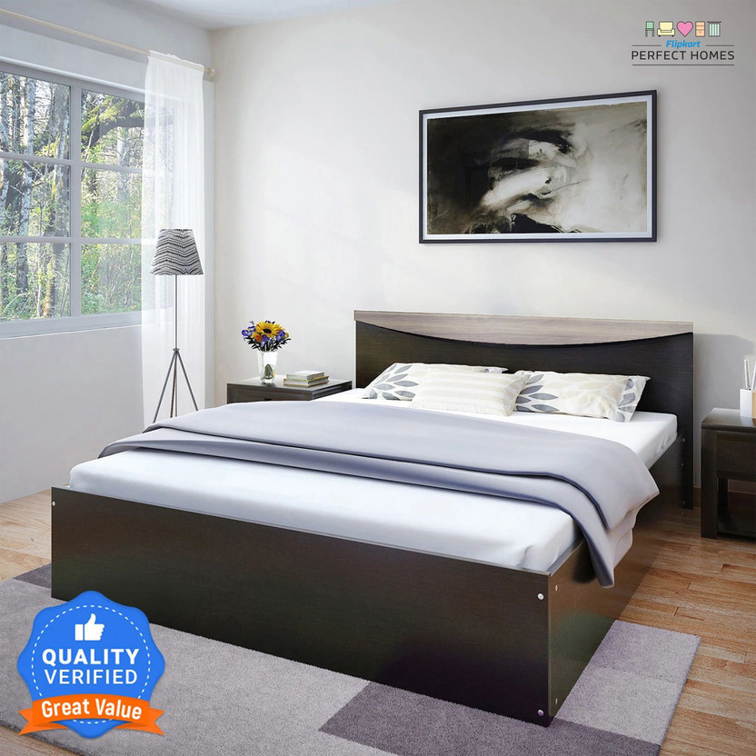 Flipkart Perfect Homes Carol Engineered Wood King Bed, 203.5 cm x 190 cm (6.68 ft x 6.23 ft)(Finish Color - Flowery Wenge Dark SIB, Delivery Condition - Knock Down)