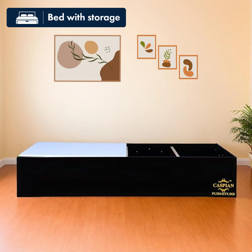 CASPIAN DEESDSND3 Engineered Wood Single Box Bed, 91.44 cm x 182.88 cm (3.0 ft x 6.0 ft)(Finish Color - Walnut Brown, Delivery Condition - Pre-assembled)