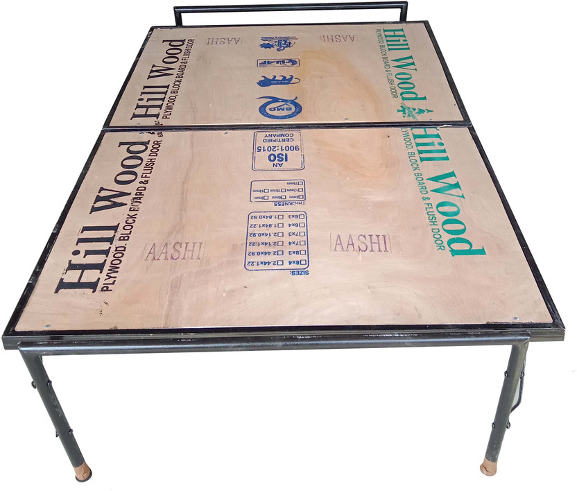 AASHI Metal Double Bed, 183 cm x 120 cm (6.0 ft x 3.94 ft)(Finish Color - BLACK PAINT METAL FRAME, Delivery Condition - Pre-assembled)