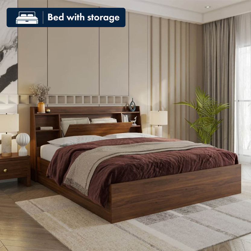 Wakefit Wakefit Engineered Wood King Box Bed, 223 cm x 191 cm (7.32 ft x 6.27 ft)(Finish Color - Columbian Walnut, Delivery Condition - Knock Down) - Flipkart Deal