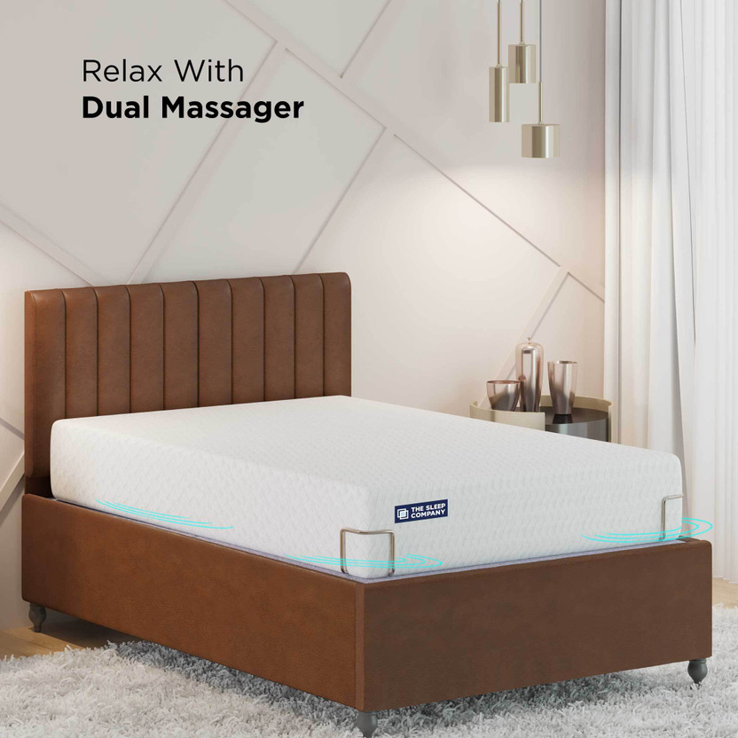 The Sleep Company Elev8 Smart Adjustable Bed Base with Denver Leather Brown Frame Single size Metal Single Bed, 203.2 cm x 91.44 cm (6.67 ft x 3.0 ft)(Finish Color - Brown, Delivery Condition - DIY(Do-It-Yourself))