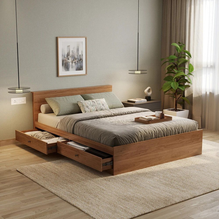 Wakefit Wakefit Taurus Engineered Wood Queen Drawer Bed, 213 cm x 164 cm (6.99 ft x 5.38 ft)(Finish Color - Wyoming maple, Delivery Condition - Knock Down) - Flipkart Deal