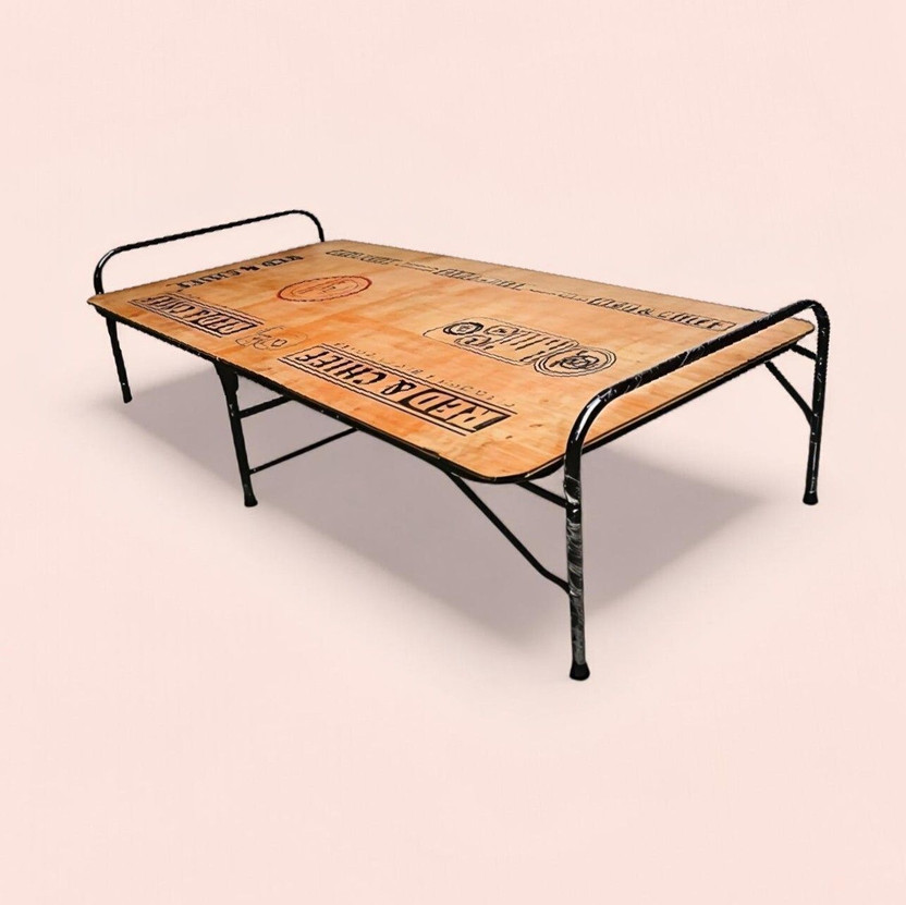 SteelCart Heavy Wooden Folding Bed/Cot Portable Termite-Free Made in India Engineered Wood Single Bed, 183 cm x 92 cm (6.0 ft x 3.02 ft)(Finish Color - Natural Wood Brown, Delivery Condition - Pre-assembled)