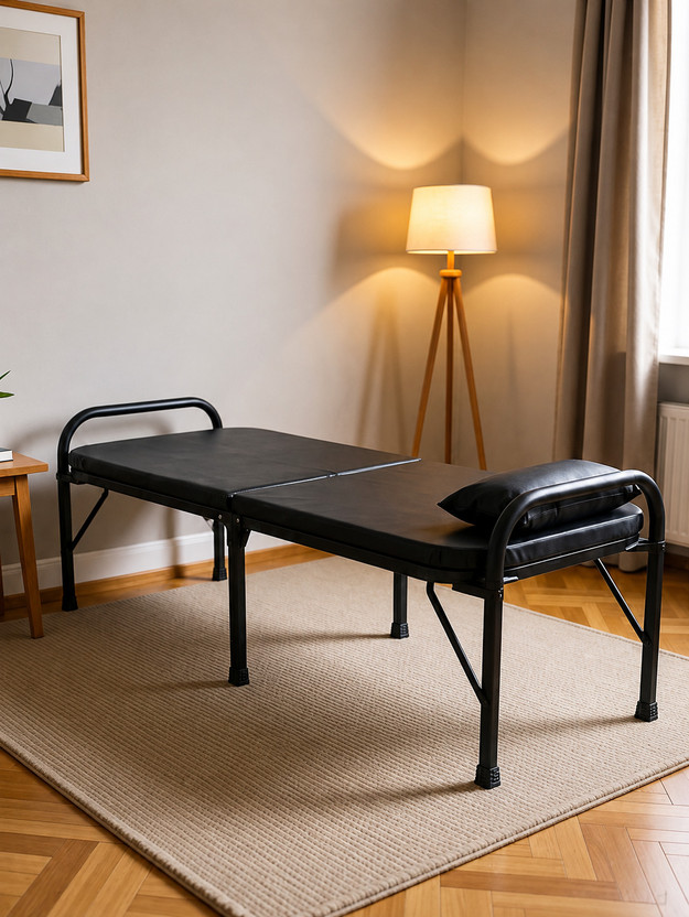 FURNIMAX Foldable Bed for Guests Metal Single Bed, 182 cm x 91 cm (5.97 ft x 2.99 ft)(Finish Color - Black,  (Mattress Included), Delivery Condition - Pre-assembled)