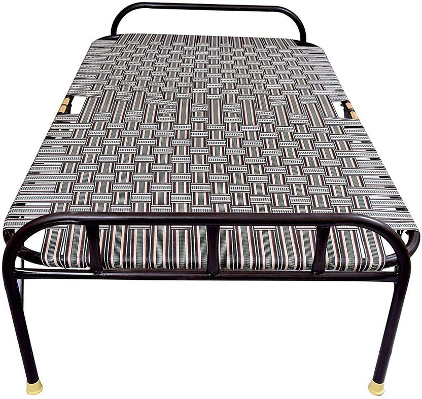 COMFORT Creation Shree Ganesh Online Comfort Single Folding With Super Deluxe Quality 2 In 1 Niwar With Free Extras Shoe Base Given Inside Package Used For Sleeping And Indoor-Outdoor Purpose Metal Queen Bed Metal Single Bed, 182.88 cm x 106.68 cm (6.0 ft x 3.5 ft)(Finish Color - Multicolour, Delive