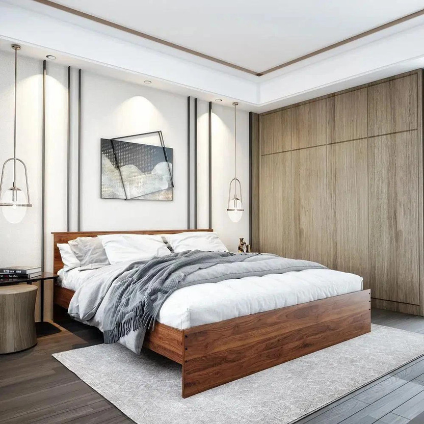 Wakefit Taurus with 17.5 cm Floor Clearance Engineered Wood King Bed, 209.7 cm x 187.4 cm (6.88 ft x 6.15 ft)(Finish Color - Columbian Walnut, Delivery Condition - Knock Down)