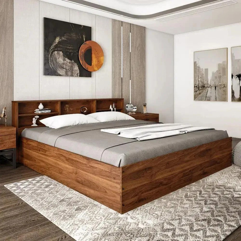 Wakefit Petra Engineered Wood King Box Bed, 191 cm x 217.7 cm (6.27 ft x 7.14 ft)(Finish Color - Columbian Walnut, Delivery Condition - Knock Down)