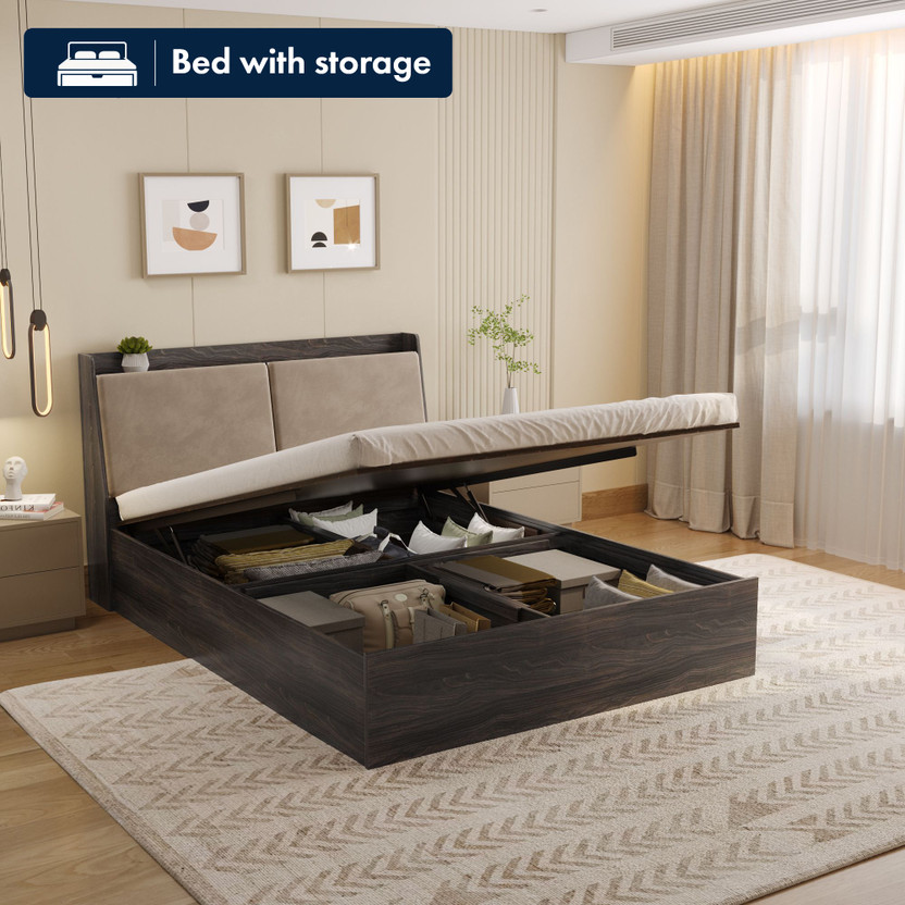 Wakefit Mars Engineered Wood Queen Hydraulic Bed, 220 cm x 160.5 cm (7.22 ft x 5.27 ft)(Finish Color - Wyoming maple, Delivery Condition - Knock Down)