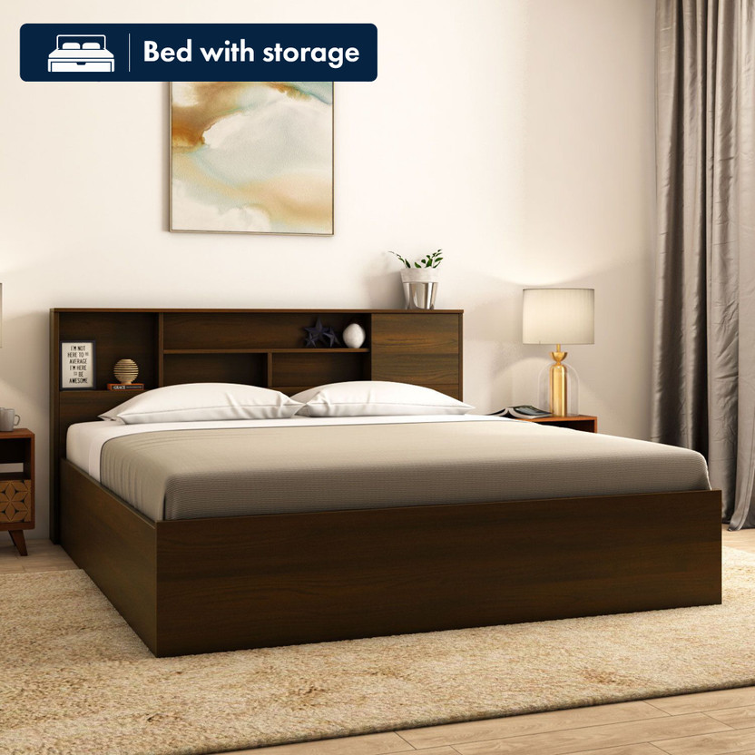 Nilkamal Mozart Engineered Wood King Box Bed, 218.5 cm x 192 cm (7.17 ft x 6.3 ft)(Finish Color - Walnut, Delivery Condition - Knock Down)