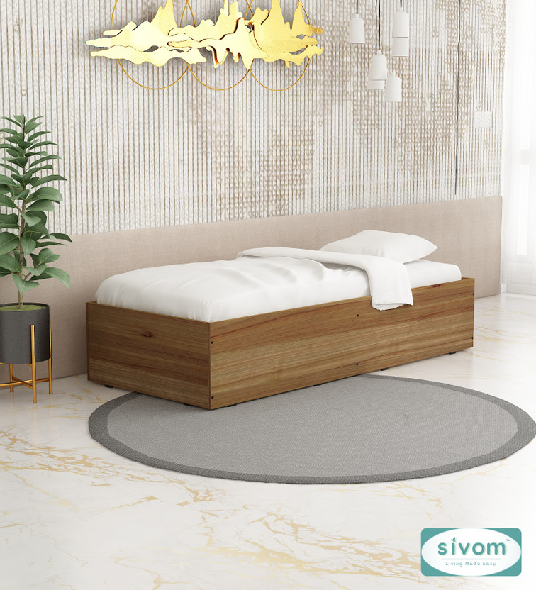 SIVOM IMPERIAL Multipurpose Diwan/Single Bed with Storage Engineered Wood Single Bed, 79 cm x 183 cm (2.59 ft x 6.0 ft)(Finish Color - Lyon Teak, White, Delivery Condition - Knock Down)