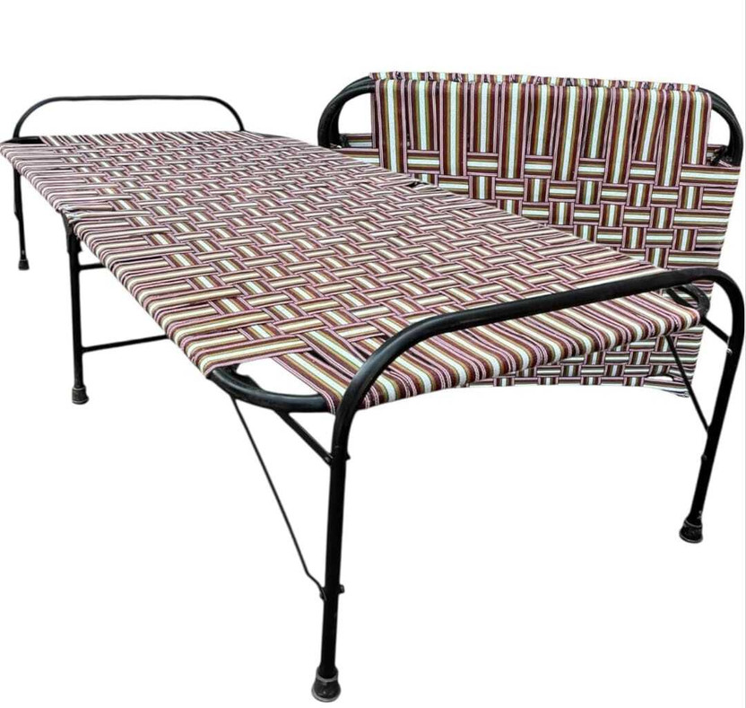 Areeb Ali Traders Metal Single Bed, 183 cm x 91.3 cm (6.0 ft x 3.0 ft)(Finish Color - black & peach, Delivery Condition - Pre-assembled)