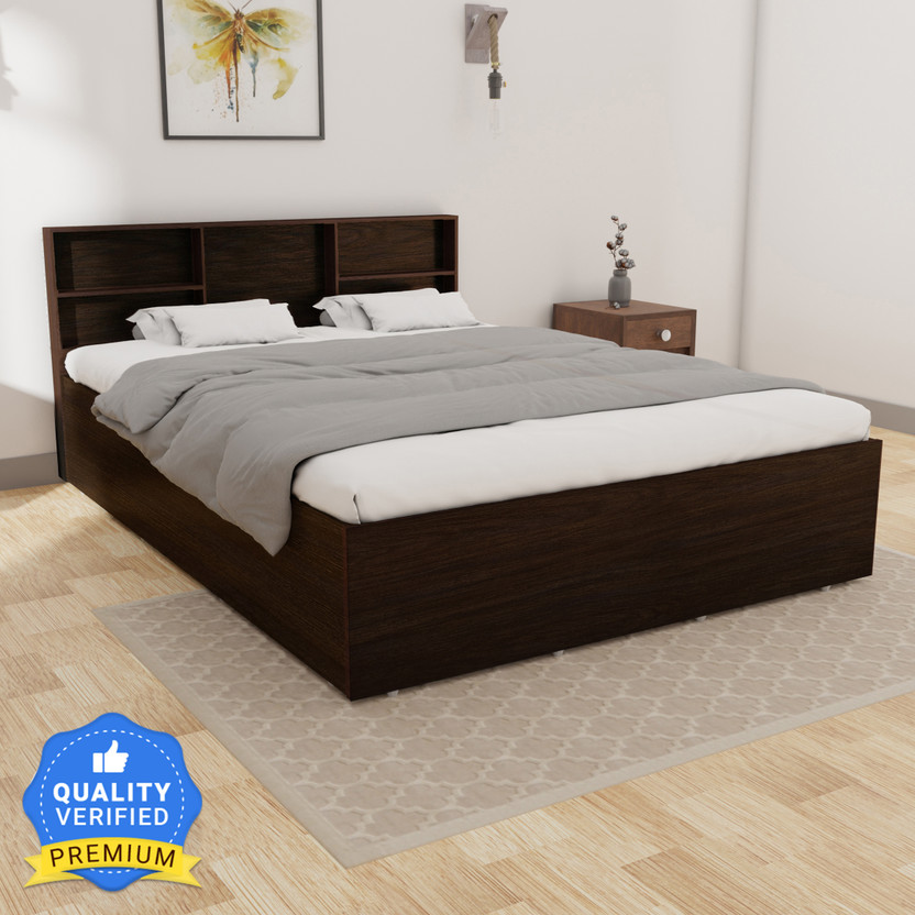 Flipkart Perfect Homes Opus Engineered Wood Queen Box Bed, 213 cm x 162.3 cm (6.99 ft x 5.32 ft)(Finish Color - Melamine Wenge, Delivery Condition - Knock Down)