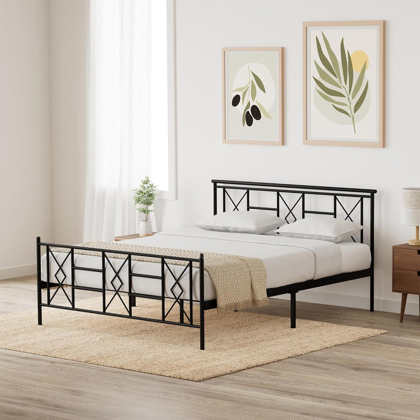 Home Edge Tunex Metal Queen Bed, 198 cm x 152.5 cm (6.5 ft x 5.0 ft)(Finish Color - Matte, Delivery Condition - Knock Down)