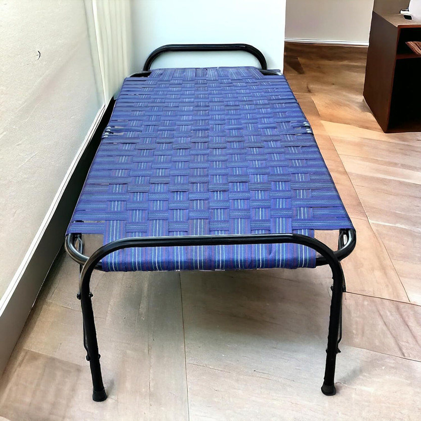 RAZVI Folding Cot Portable Single Folding Bed Niwar Charpai Khatiya Metal Single Bed, 35 cm x 60 cm (1.15 ft x 1.97 ft)(Finish Color - Random & Multicolor, Delivery Condition - Pre-assembled)