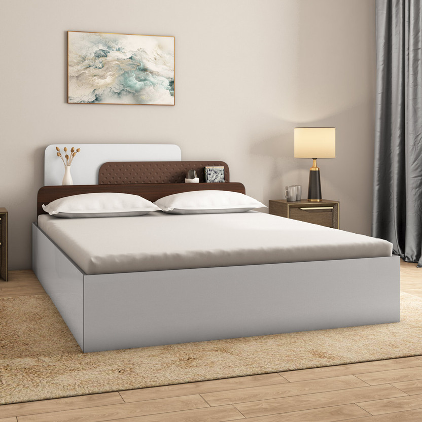 Nilkamal Bruce With Storage Engineered Wood King Box Bed, 219.5 cm x 187.4 cm (7.2 ft x 6.15 ft)(Finish Color - Walnut & White, Delivery Condition - Knock Down)
