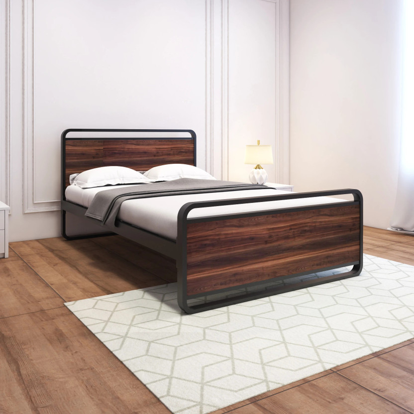 homdec Vega Hybrid Wood and Metal Structure Bed – No Plywood Needed, Noise Free Metal Double Bed, 198 cm x 129 cm (6.5 ft x 4.23 ft)(Finish Color - Black, Delivery Condition - DIY(Do-It-Yourself))