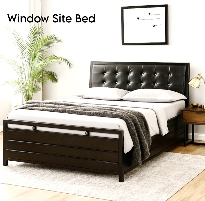 Ahad Enterprises Double_Bed6X4 Metal Double Hydraulic Bed, 182.88 cm x 121.92 cm (6.0 ft x 4.0 ft)(Finish Color - Black, Delivery Condition - DIY(Do-It-Yourself))