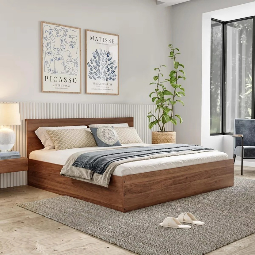 Wakefit Taurus Engineered Wood Queen Box Bed, 156.9 cm x 209.7 cm (5.15 ft x 6.88 ft)(Finish Color - Columbian Walnut, Delivery Condition - Knock Down)