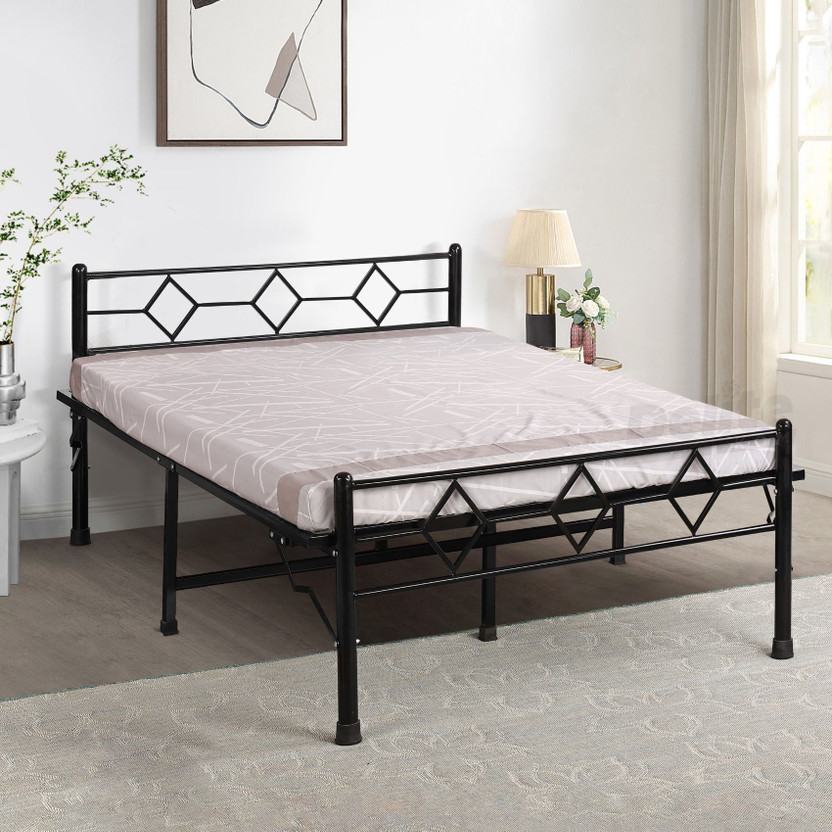 Delite Kom Dory Foldable Metal Double Bed (6.7x4ft) | Heavy Load | 1 Year Warranty | Strong Metal Double Bed, 204.5 cm x 122 cm (6.71 ft x 4.0 ft)(Finish Color - Black, Delivery Condition - Pre-assembled)