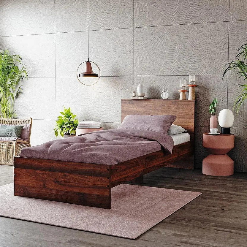 Wakefit Wakefit Taurus Engineered Wood Single Bed, 209 cm x 96 cm (6.86 ft x 3.15 ft)(Finish Color - Columbian Walnut, Delivery Condition - Knock Down) - Flipkart Deal