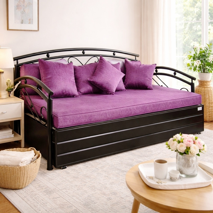 Ahad Enterprises CUMBEDS90 Metal King Hydraulic, Box Bed, 182.88 cm x 182.88 cm (6.0 ft x 6.0 ft)(Finish Color - Black,  (Mattress Included), Delivery Condition - DIY(Do-It-Yourself))