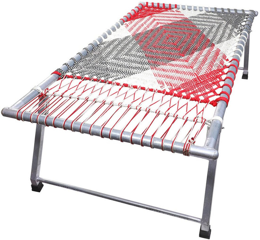 khatlawala Single folding bed Metal Single Bed, 50 cm x 91 cm (1.64 ft x 2.99 ft)(Finish Color - Red & White, Delivery Condition - Pre-assembled)