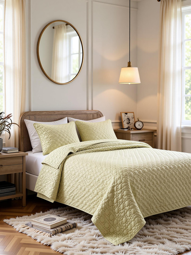 BSB HOME Cotton Double King Sized Bedding Set(Beige, 1 King Size Bed Cover & 2 Pillow Covers)