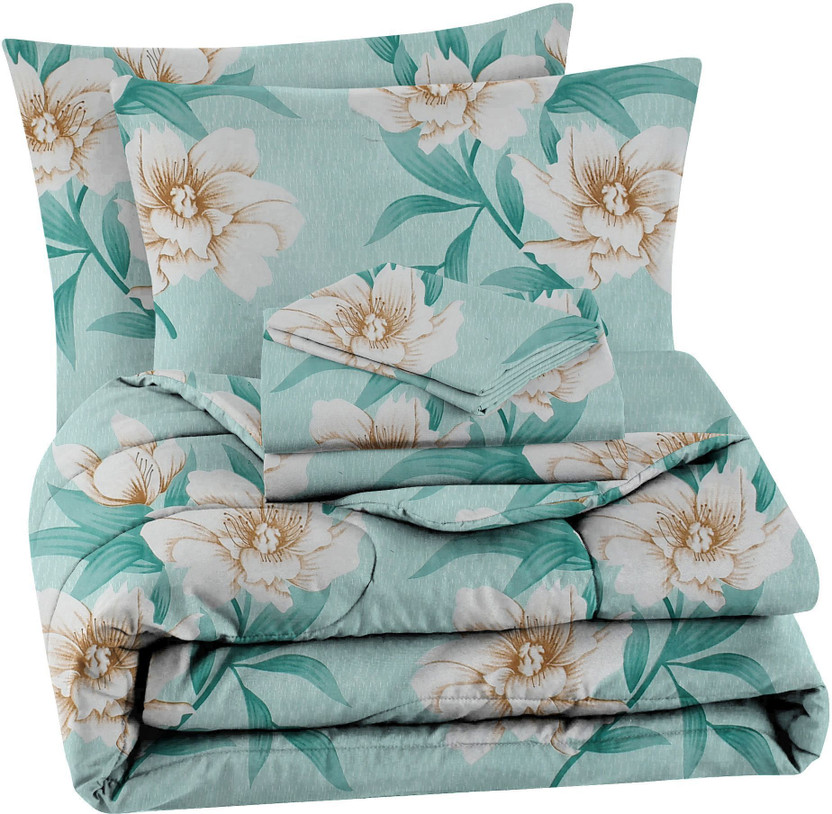 Flipkart SmartBuy Cotton Double King Sized Bedding Set(Light Green, 1 DB Comforter, 1 DB Bedsheet, 2 Pillow Cover)