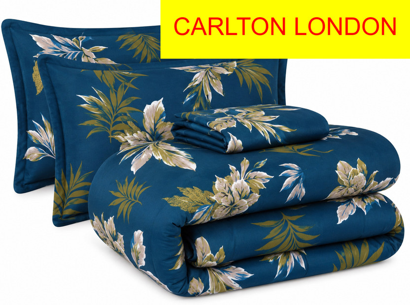 CARLTON CARLTON LONDON Cotton Double King Sized Bedding Set(Blue, 1 comforter 1 bedsheet 2 pillow cover) - Flipkart Deal