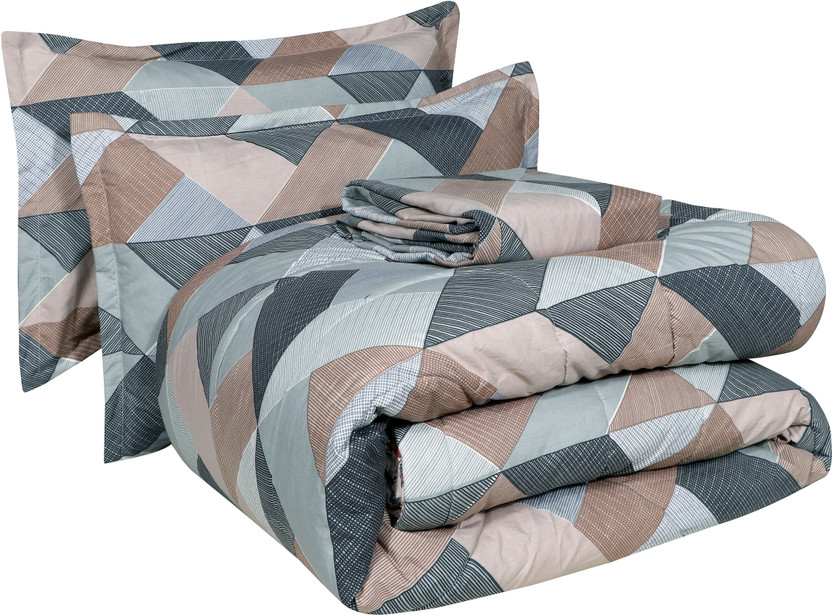 Moonest Microfiber Double Sized Bedding Set(Brown ( 4pcs Bedding Set | 1 Comforter 1 Double Bed Sheet 2 Pillow Covers), Complete 4pcs Bedding Set | 1 Reversible Comforter | 1 Double Bed Sheet | 2 Pillow Covers)