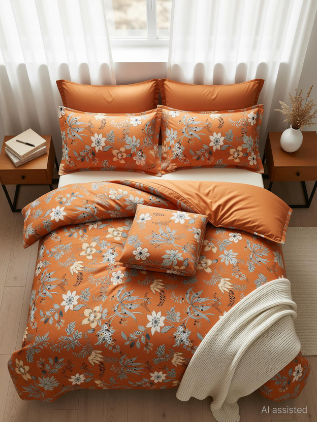 Flipkart SmartBuy Microfiber Double King Sized Bedding Set(Fanta ( 4pcs Bedding Set | 1 Comforter | 1 Double Bed Sheet | 2 Pillow Covers), Complete 4pcs Bedding Set | 1 Reversible Comforter | 1 Double Bed Sheet | 2 Pillow Covers)