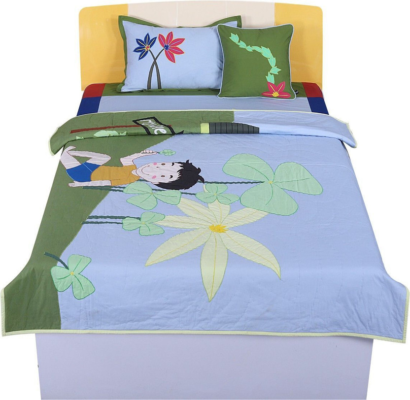 Hugs N Rugs Home Series Cotton Single Sized Bedding Set(Multicolor, Comforter, Pillow, Bedsheet, cushion)