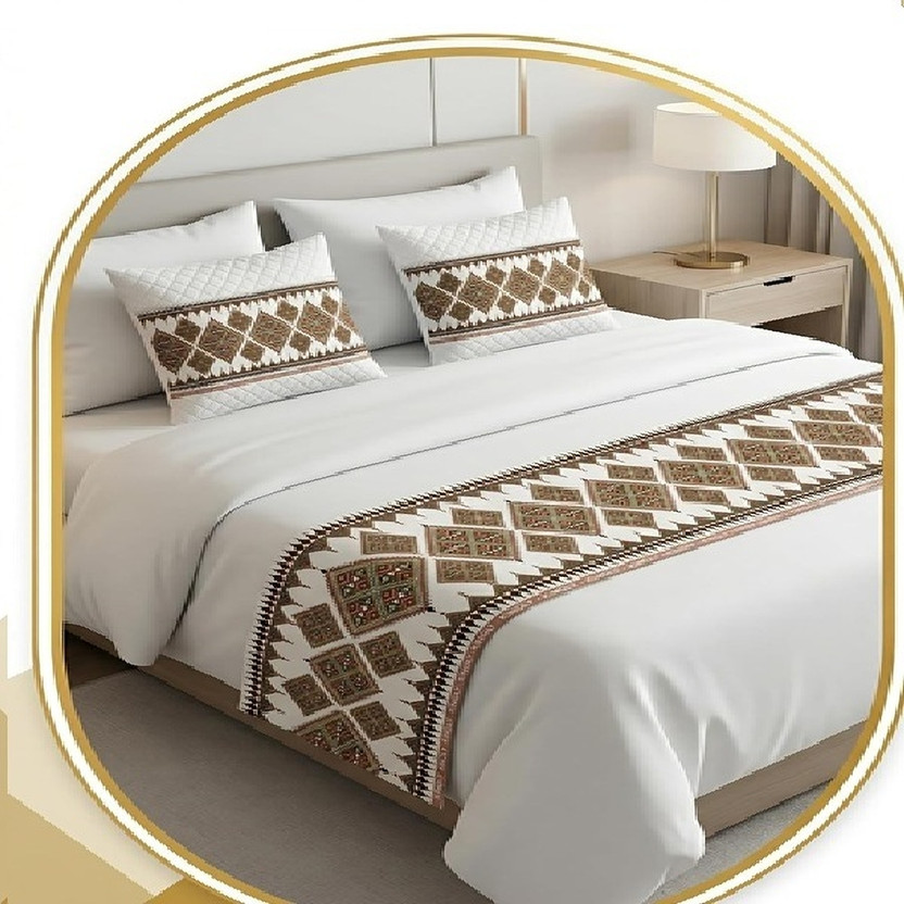 Essensa Essensa Furnishings Polyester King Sized Bedding Set(Cream, 1 runner and 2 cushion cover) - Flipkart Deal