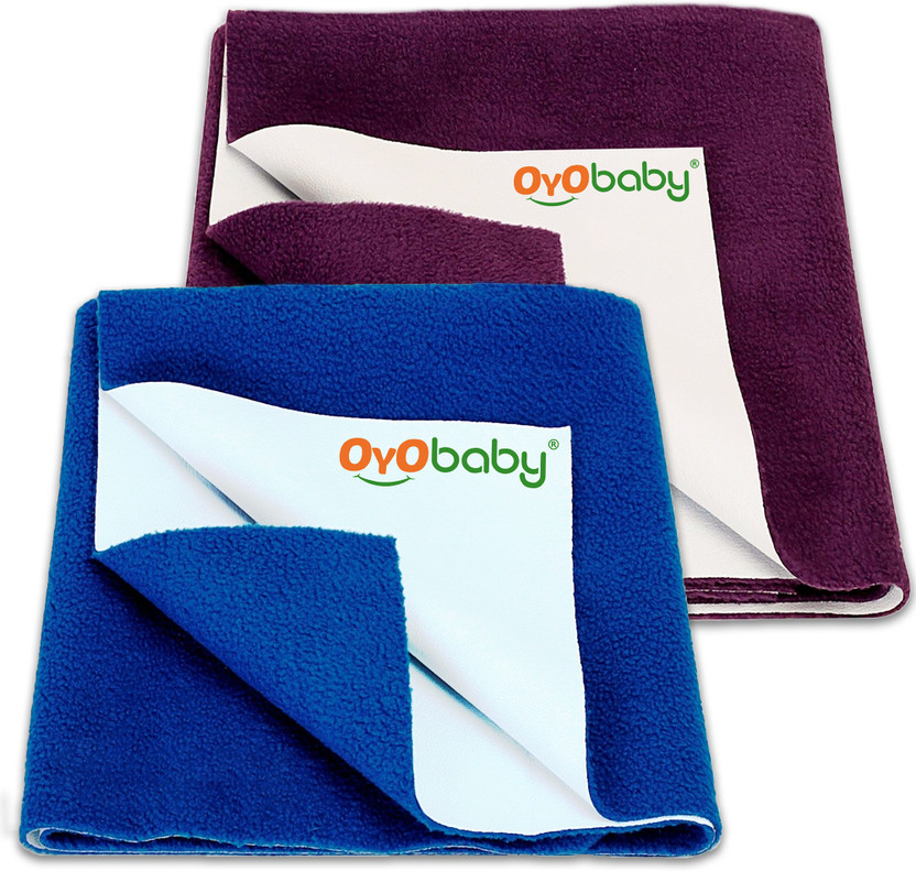 Oyo Baby Cotton Baby Bed Sized Bedding Set(Royal Blue, Plum, Baby Dry Sheet Combo Pack Of 2 (Small))