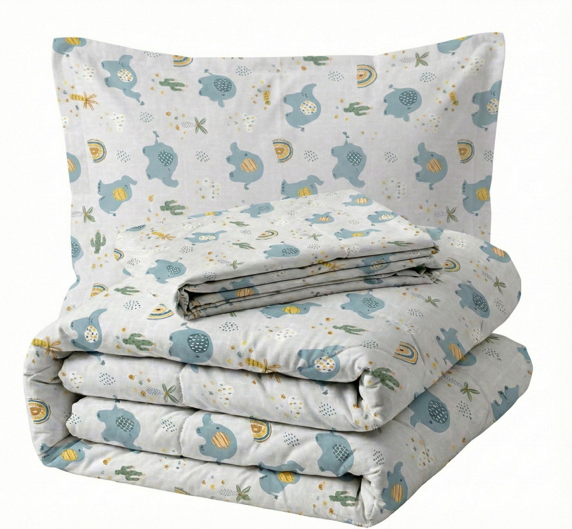BSB HOME Cotton Single Sized Bedding Set(Light Grey, 1 Single Bed Comforter & 1 Single Bed Bedsheet With 1 Pillow Cover)
