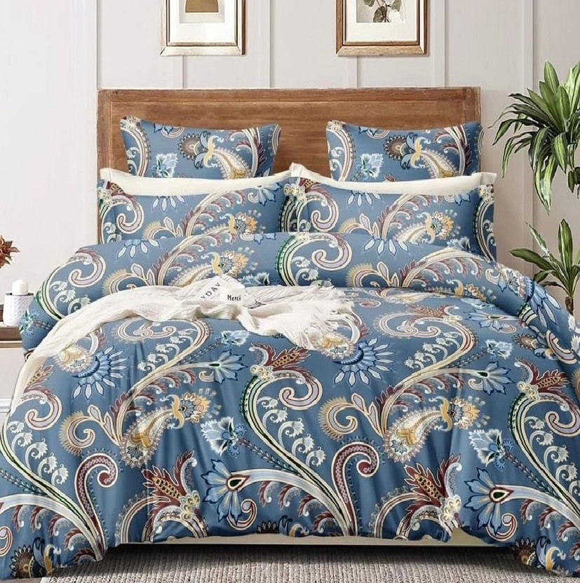 Linemates Polycotton Double King Sized Bedding Set(Multicolor-7, 300TC Microfiber Glace Cotton AC Comforter Set King Size Double Bed with 1 Flat Bedsheet-90x100 inch and 2 Pillow Covers II 4 pc Bedding Set-Multicolor(1 Comforter+1 Flat Bedsheet and 2 Pillow Cover 4 Piece Set)Size:Comforter Size:90x1