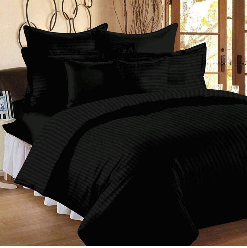 Priscilla Satin Single Sized Bedding Set(Black, 1 Comforter, 1 Bedsheet, 1 Pillow Cover)