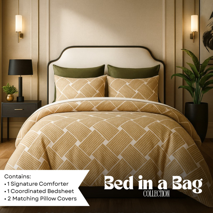 ELEGANT WEAVERS Polyester Double Sized Bedding Set(Multicolor, 1 Bedsheet 2 Pillow Cover 1 Signature Comforter)