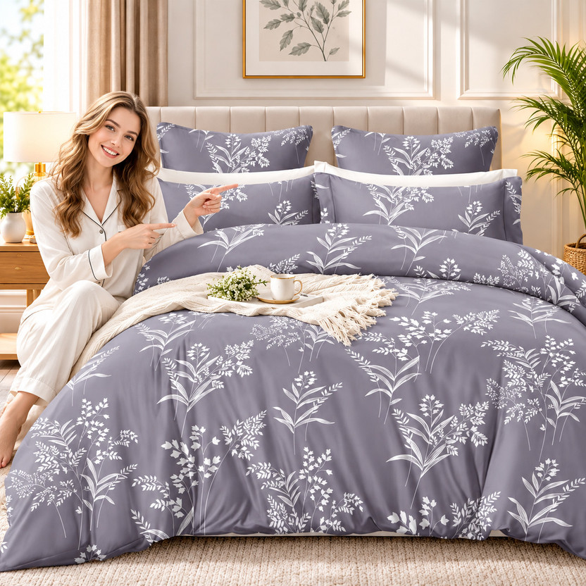 SHRI SHRI VISHWANATH TRADERS STORE Microfiber Queen Sized Bedding Set(Blue, 1 Queen Size Bedsheet, 2 Pillow Covers, 2 Cushion Covers) - Flipkart Deal