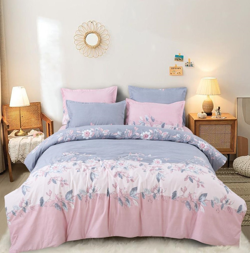 Sitting Style Polycotton Double King Sized Bedding Set(Double King Comforter Set 90x100 inch(1 Comforter+1 Bedsheet+2 Pillow Cover, 1 Reversible Comforter Double king Size 90 x 100 Both Side same Print 1 Bedsheet Double king size 90x100 inches and 2 Pillow Cover(4 Piece Set))