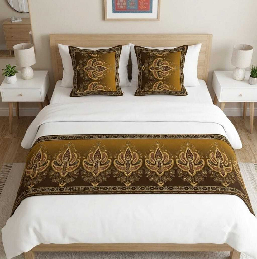 Essensa Essensa Furnishings Polyester King Sized Bedding Set(Multicolor, 1 runner and 2 cushion cover) - Flipkart Deal