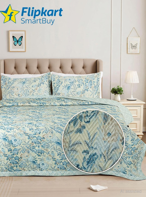 Flipkart Flipkart SmartBuy Cotton Double King Sized Bedding Set(Light Green, 1 King Size Bed Cover::2 Pillow Covers) - Flipkart Deal