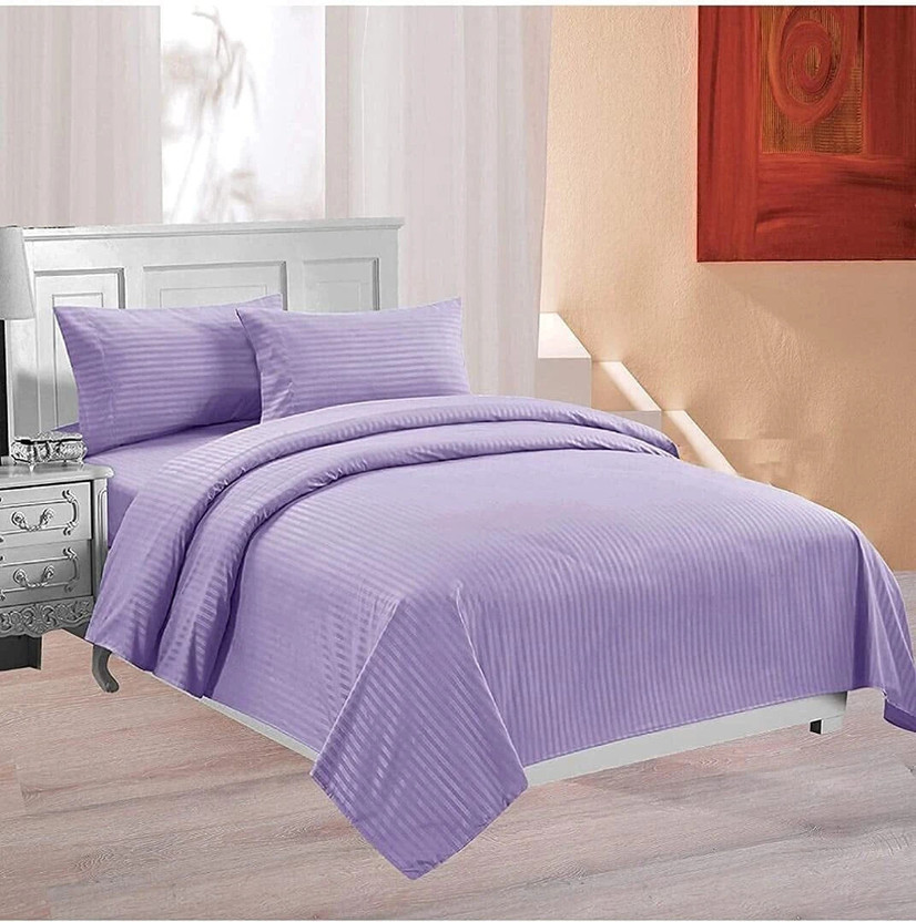 Priscilla Satin Single Sized Bedding Set(Purple, 1 Comforter, 1 Bedsheet, 1 Pillow Cover)