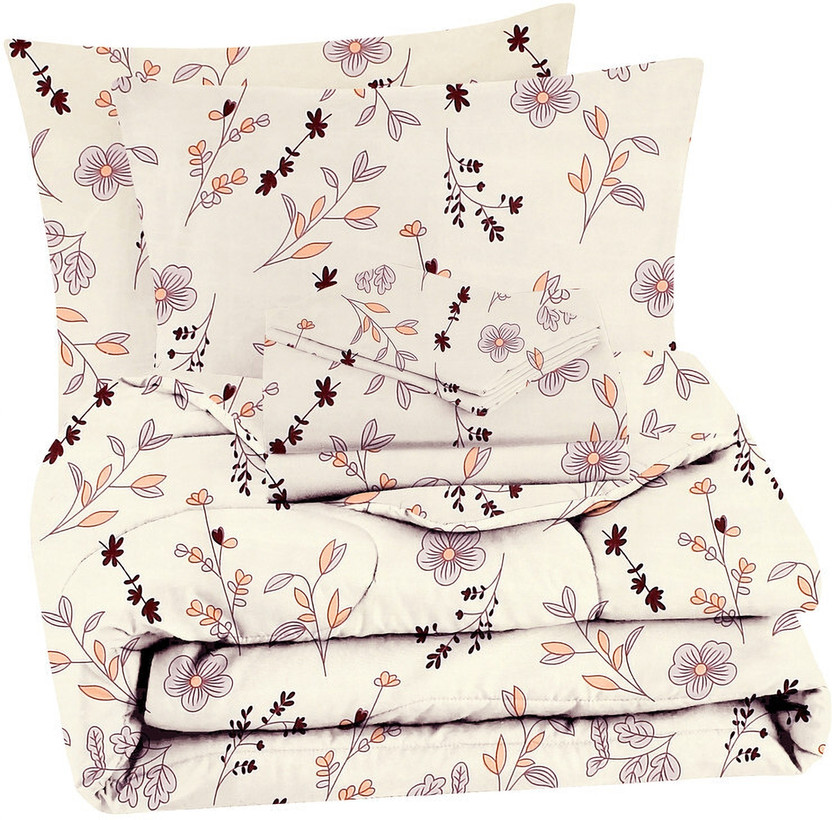 VAS COLLECTIONS Cotton Double King Sized Bedding Set(Multicolor7, 4PCS Set 1 Comforter 1 Bedsheet 2 Pillow Cover)